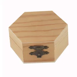 ​1pc Hexagon Wooden Box Storage Boxes Hexagonal For Decoration DIY Toys Christmas Crafts Gifts Earrings Jewelry Storages Rings