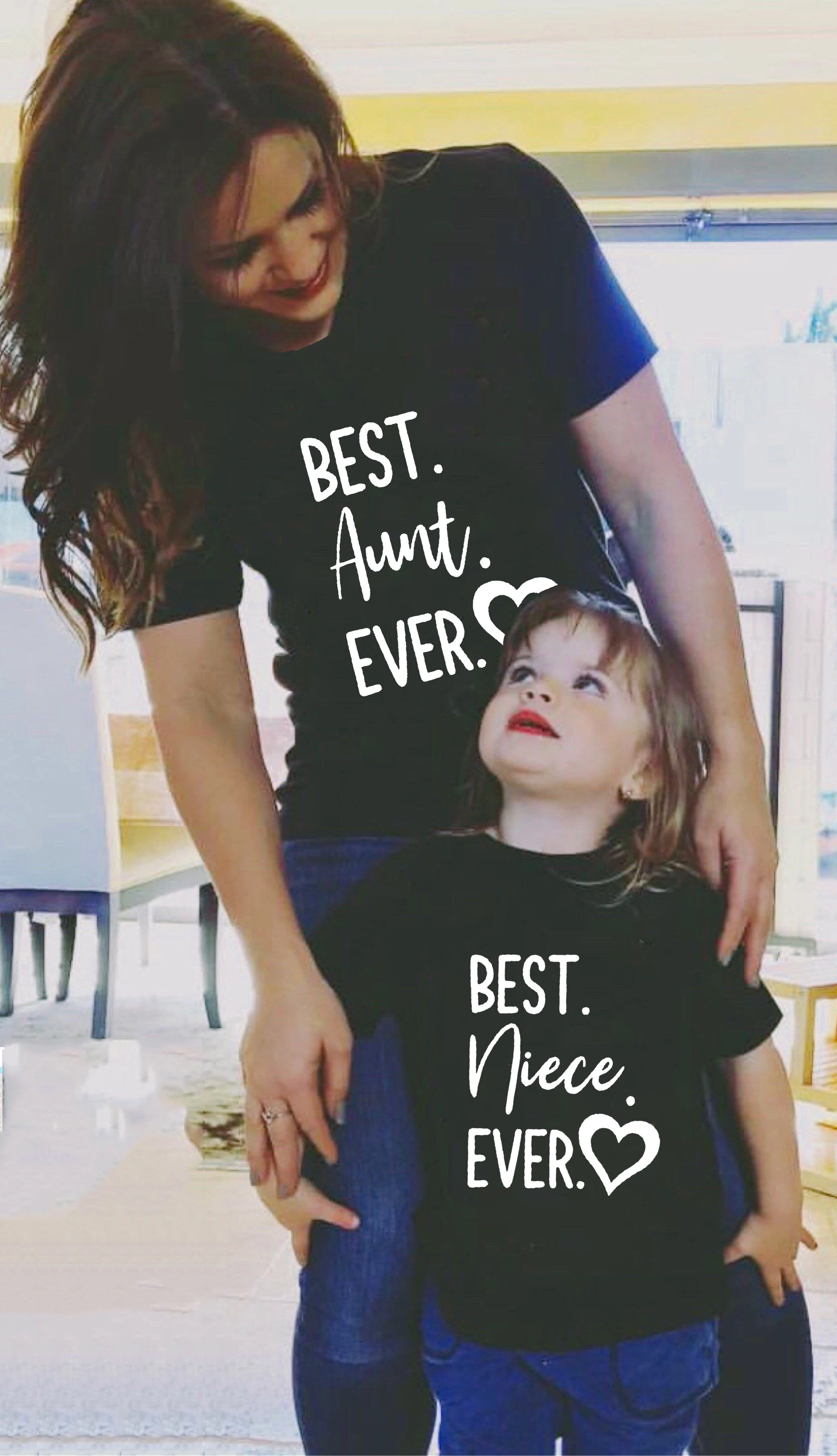 

1pcs Matching Best Aunt Ever I Love Aunt Shirts Letter Print Aunt/Niece/Nephew Shirts Family Matching Clothes Outfits Look