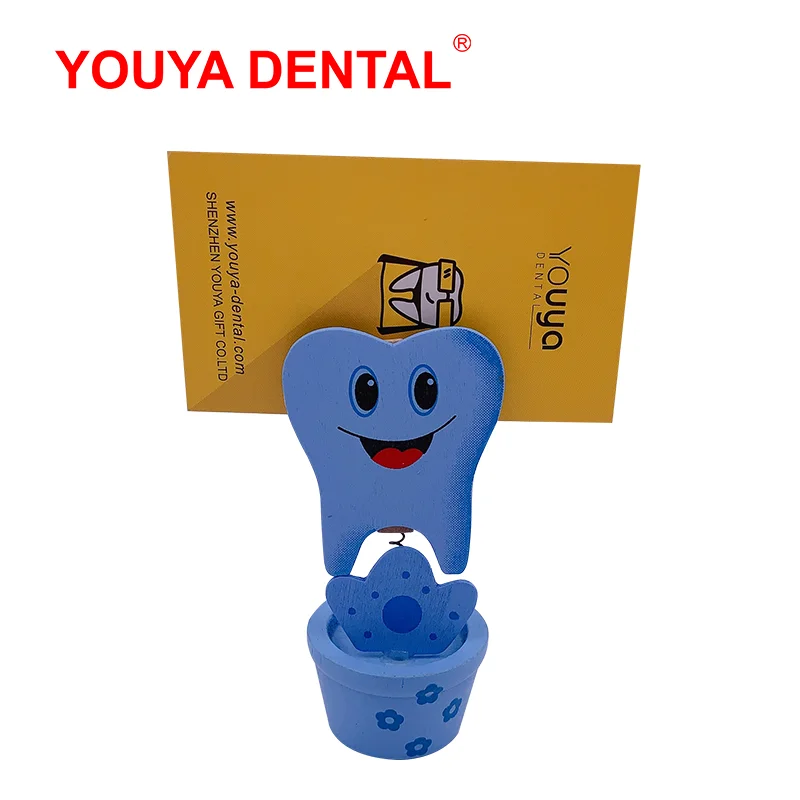 6pcs Creative Wood Dental Business Card Holder Tooth Shaped Display Message Card Stand Clip   Dentistry Decoration Dentist Gifts