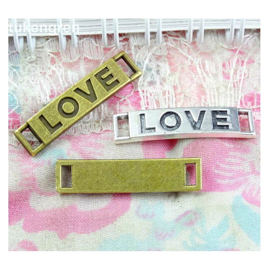 

60PCS 28*6.5MM Antique Bronze Zinc Alloy Love Bracelets Connect Charms Diy Jewelry Findings Accessories Wholesale