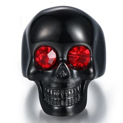 Stainless Steel Black Skull Ring Red Eye Men Skeleton Finger Jewelry Halloween USA Size 9/10/11/12/13/14/15 Free Dropshiping