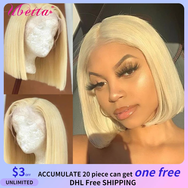 

613 Blonde Bob Wigs 4x4 Lace Closure Short Bob Wig Brazilian Remy Straight Human Hair Wig Lace Front Human Hair Wigs For Women