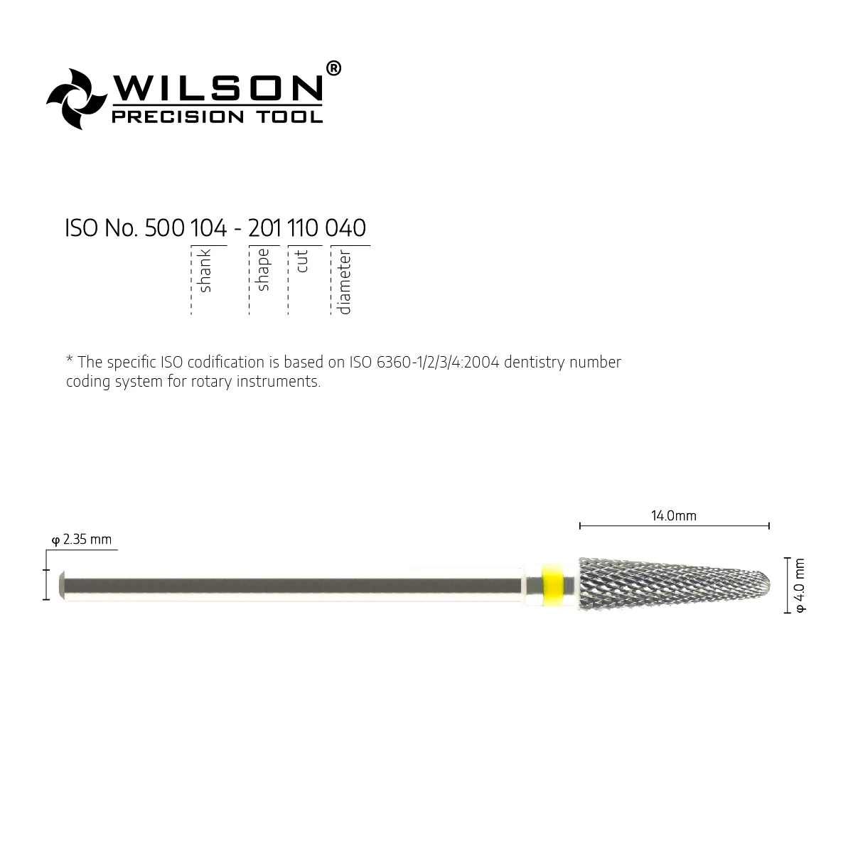 WilsonDentalBurs 5000108-ISO 201 110 040 Tungsten Carbide Dental Bur For Trimming Metal