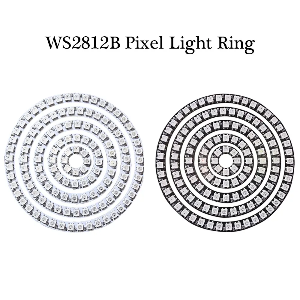 WS2812B RGB Full Color Round LED Módulo Círculo, Anel Pixel, endereçável, SMD 5050, WS2812 IC, 8, 16, 24, 35, 45 LEDs