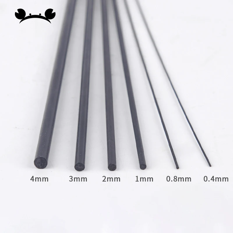 Carbon Fiber Round Rod Dia 1MM 2MM 3MM 4MM 2.5MM 1.5MM 0.8MM High Strength Light Weight DIY Composite Accessory for RC Airplane