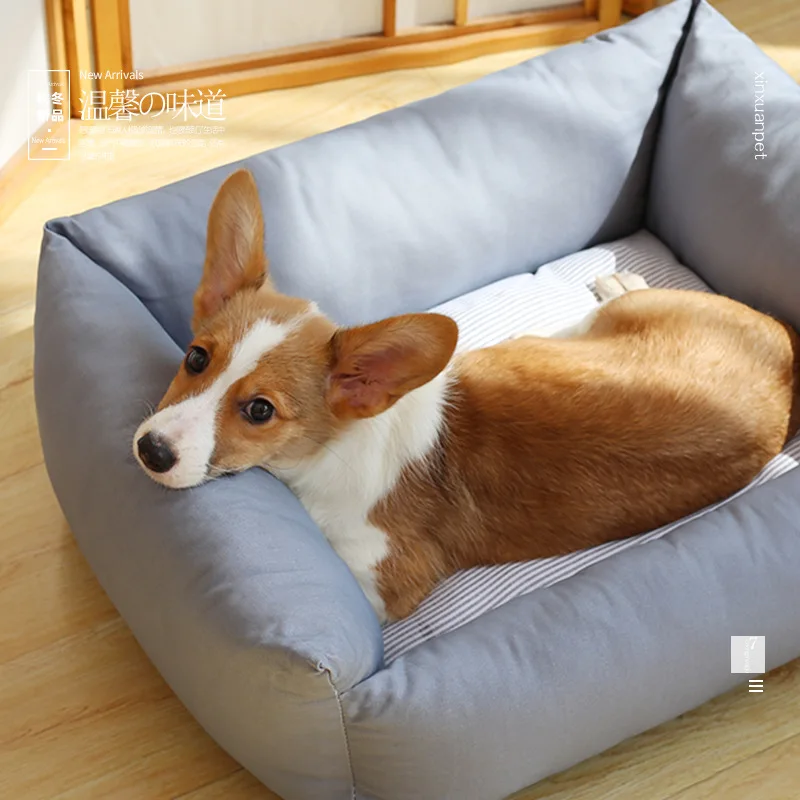 Winter Warm Dog Sofa Kennel Cat Nest Solid Color Pet Sleepping Cushion Puppy Teddy Basket Bed For cats dog House