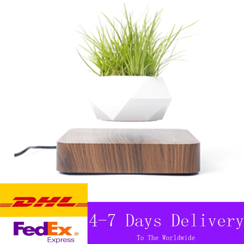 

Floating Geometric Bonsai Pot Rotation Planters Magnetic Levitation Flower Pot Home Office Desk Decor Creative Birthday Gift DHL