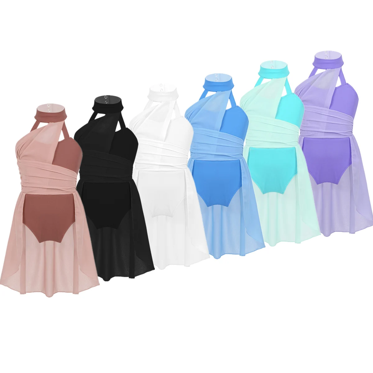 

Girl Ballet Dress Kids Ruched Chiffon Bodice Caged Back Dance Leotard Dress Costume Contemporary Dancewear Lyrical Dance Costume