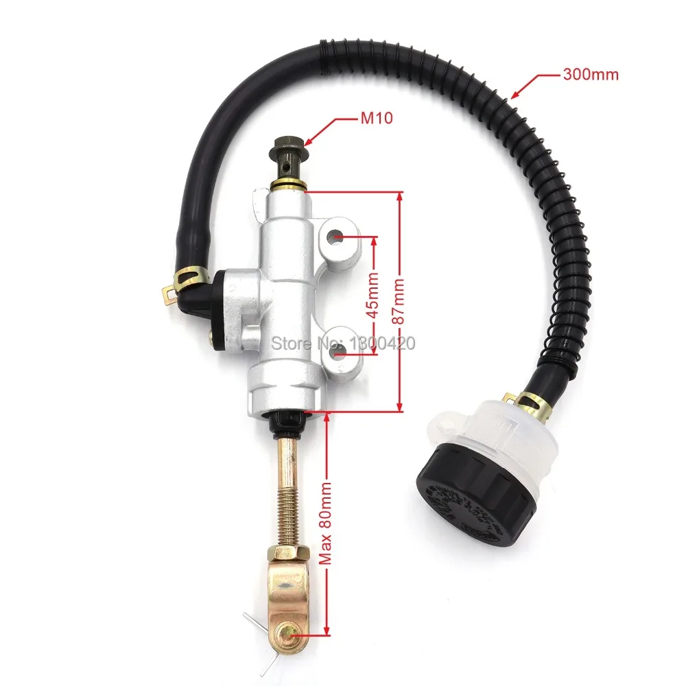 Silver Rear Foot Brake Master Cylinder Pump Quad ATV Hydraulic With Reservoir For Pit Dirt Bikes Motorcycle