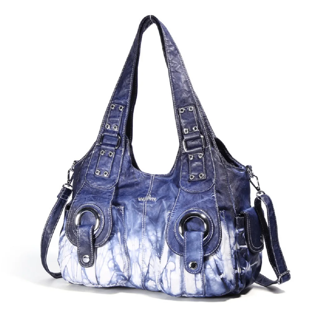 Angelkiss Hobo kobiety PU moda Tote Top-uchwyt torebki z wieloma kieszeniami tornister damska torba na ramię