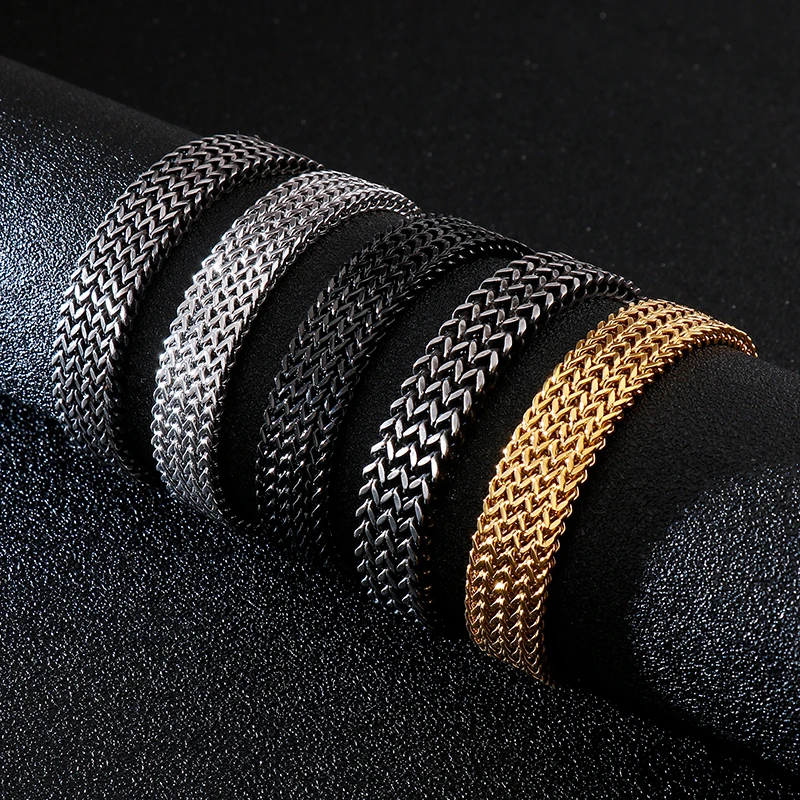 KALEN NEW Dubai Gold Mesh Chain Bracelet Men Women 20.5cm Stainless Steel 5 Color Link Chain Armband Wholesale Jewellry 2020