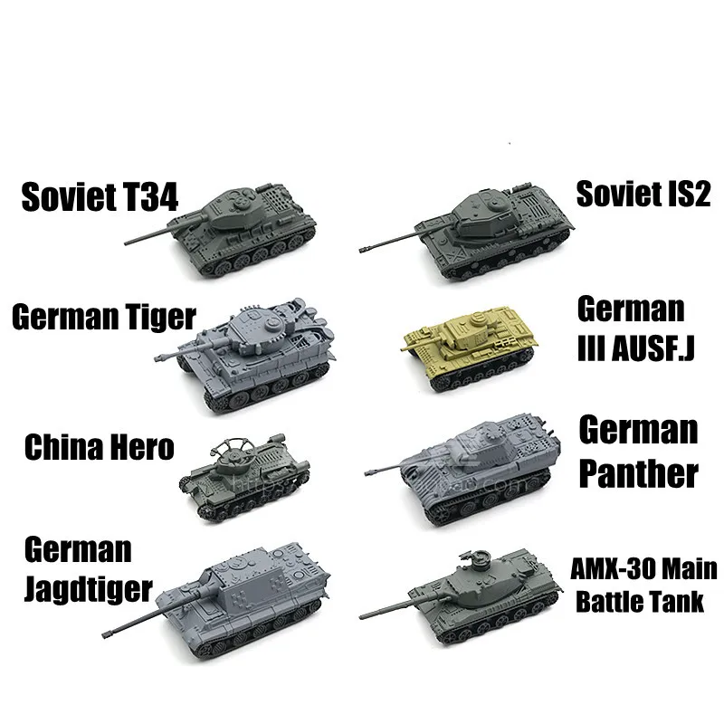 8 Styles Tank Models 1/144 ww2 T34 Assembly Tanks Toy Tiger Panther Model Kits Military Brinquedos Kids Birthday Toy Gift