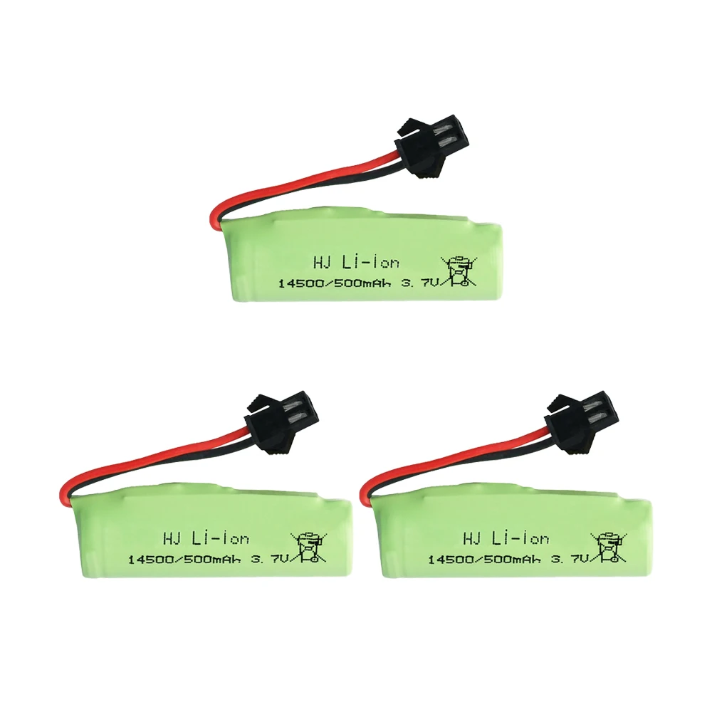 3.7V 500mah 1S 14500 Rechargeable Lipo Battery for DE35 DE38 Double-sided RC Tumbling Stunt Remote Control Car Spare Parts