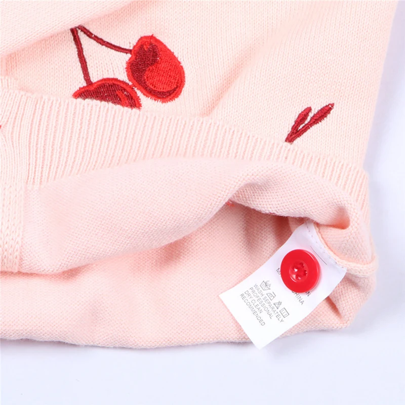 1-6Yrs Baby Boys Girls Cherry Embroidery Cardigan Coat Children Clothing Boys Girls Long Sleeve Knitted Kids Cardigan Coat