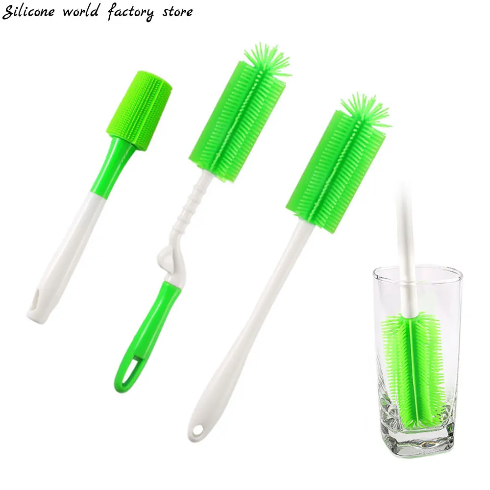 1PC Silicone Bottle Brush 360 Degree Rotation Baby Pacifier Cleaning Brush For Coffe Cup Glass Bottle Cleaning Brush