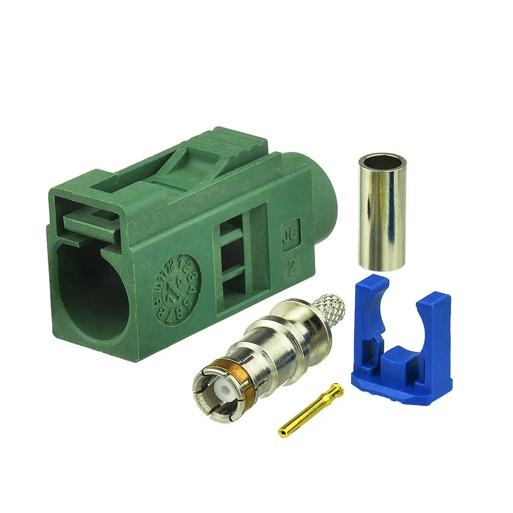 Superbat Fakra E Green/6002 Car TV1 Female Crimp RF Connector for Coaxial Cable RG316 RG174 LMR100 Truck