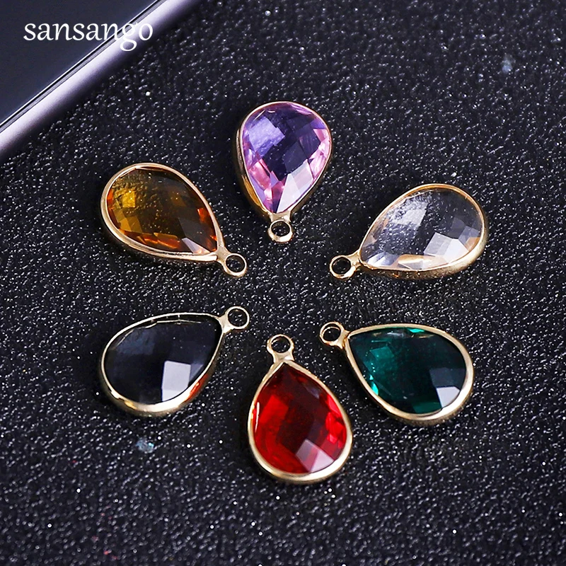 10pcs/lot Water Drop Shape Crystal Charms Pendants For Jewelry Making Bracelet Necklace Keychain Accessories