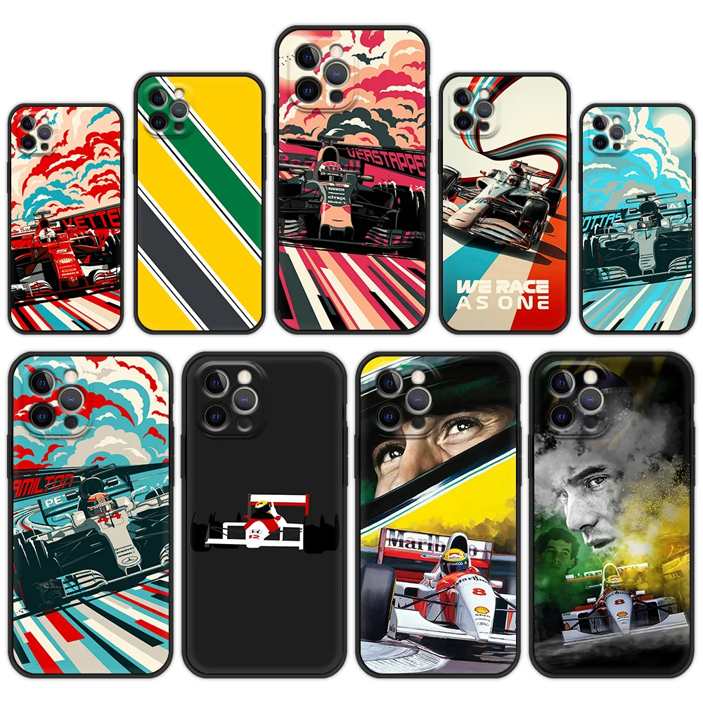 Phone Case For iPhone 13 15 14 12 11 Pro MAX XR X SE XS 7 8 Plus Luxury iPhone13 15 14 Capa Silicone Cover Ayrton Senna F1