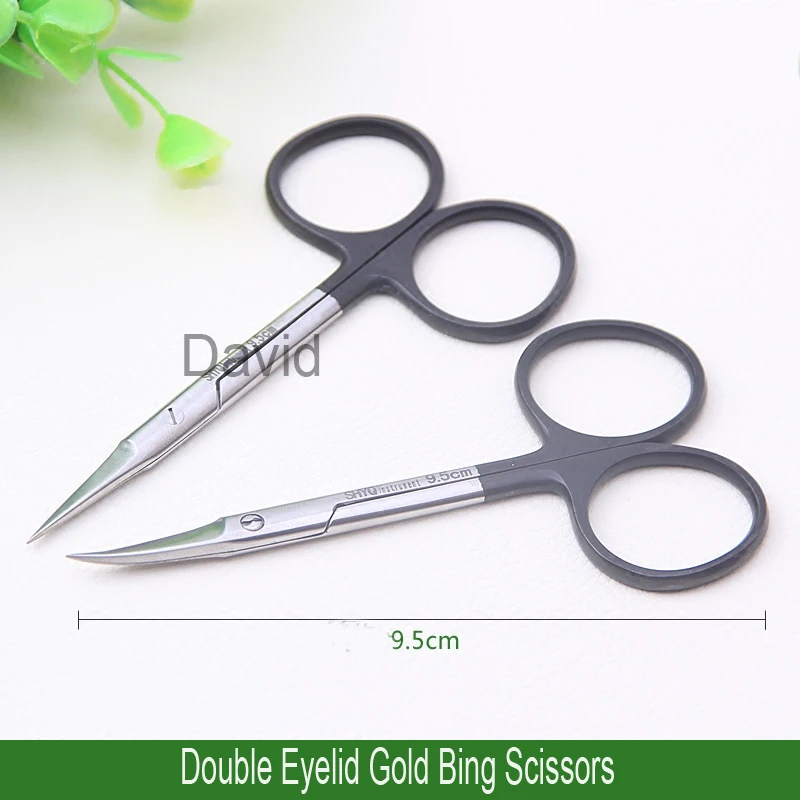 Korean style double eyelid scissors with gold handle Stainless steel fine sharp instruments Beauty scissors