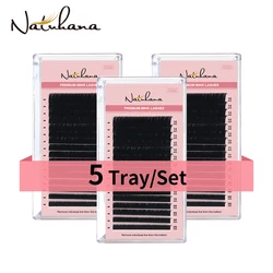 NATUHANA-Extensions de cils en vison, 5 étuis/lot, 16 rangées, 8 ~ 25mm, mélange personnalisé, naturel, doux, faux cils, maquillage