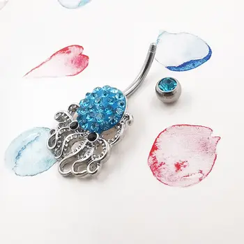 JHJT 1 adet Göbek Deliği Piercingi Cerrahi Çelik Ahtapot Nombril Sevimli Kadın Göbek Piercingi Barbell Vücut Takısı 14g 10 best sales Ahtapot piercingi - №9