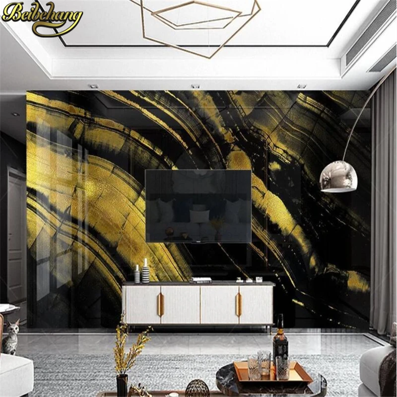 beibehang custom Black gold business hotel Decoration 3d wallpaper walls club gold leaf imitation marble background wall paper