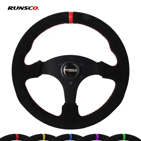 330mm Flat Steering Wheel Suede Aluminum Frame 13 Inch Drift Racing Pc Game Steering Wheel Universal