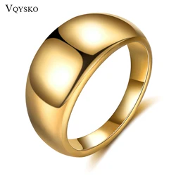 Anillo liso personalizado de acero inoxidable para Mujer, joyería de moda femenina, Color dorado