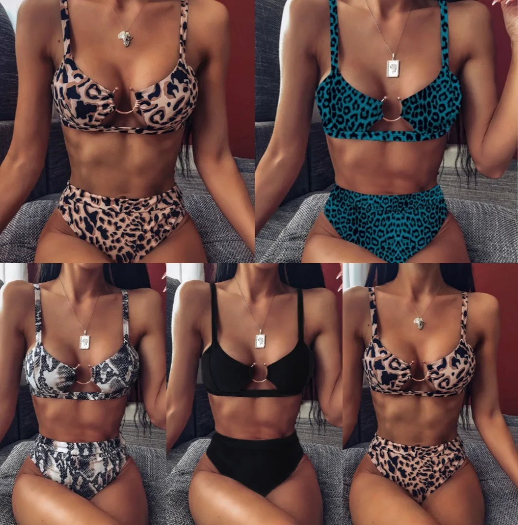 2024 Summer Sexy Top Bikini Women Swimwear High Waist Leopard Swimsuit Two-pieces Split Bikini Set Female Bather Suit Clothes