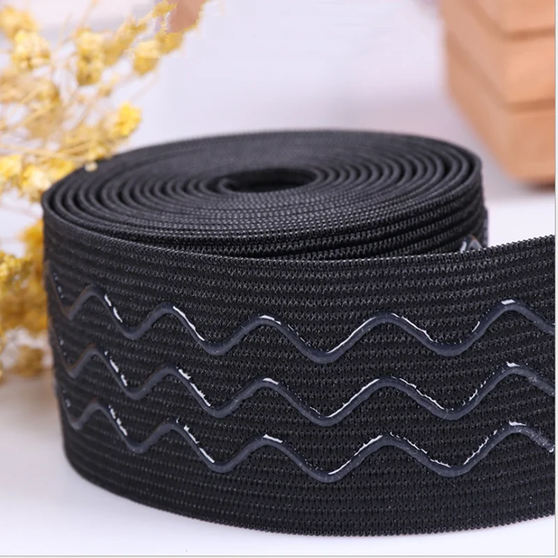 2-4cmrubber Black White Nylon Polyester Non-slip Silicone Elastic Band DIY Clothes Sewing Pants Belt Stretch Band  Elastic Band