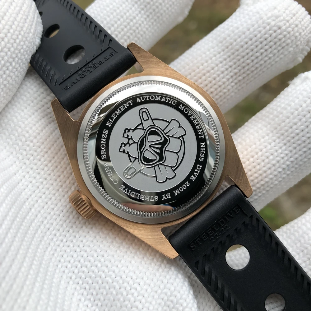 Steedlve SD1958S CUSN8 Caja de bronce Reloj automático NH35 Reloj de buceo resistente al agua de 200 m