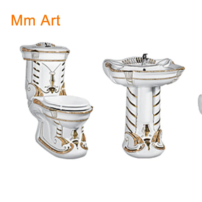 

0007A/B Sanitary ware ceramic bathroom set pedestal basin&washdown two piece toilet Closestool WC