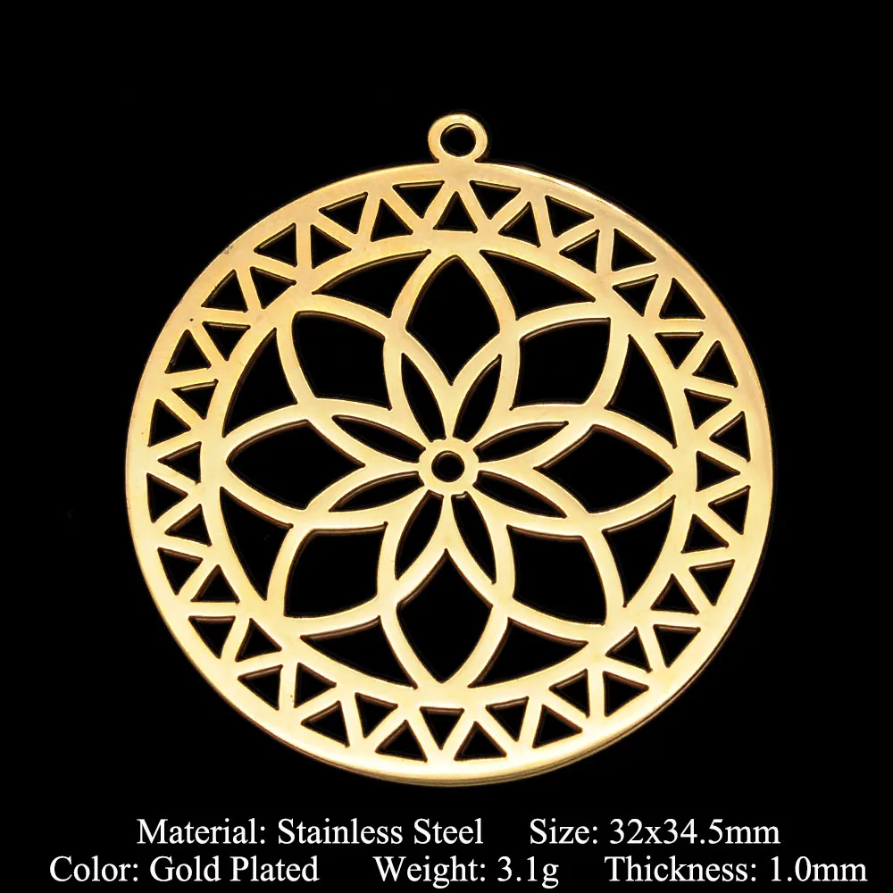 5pcs/lot 316 Stainless Steel Religious Egypt Geometric DIY Earring Charm Pendant Wholesale Jewelry Lotus Flower Water Drop