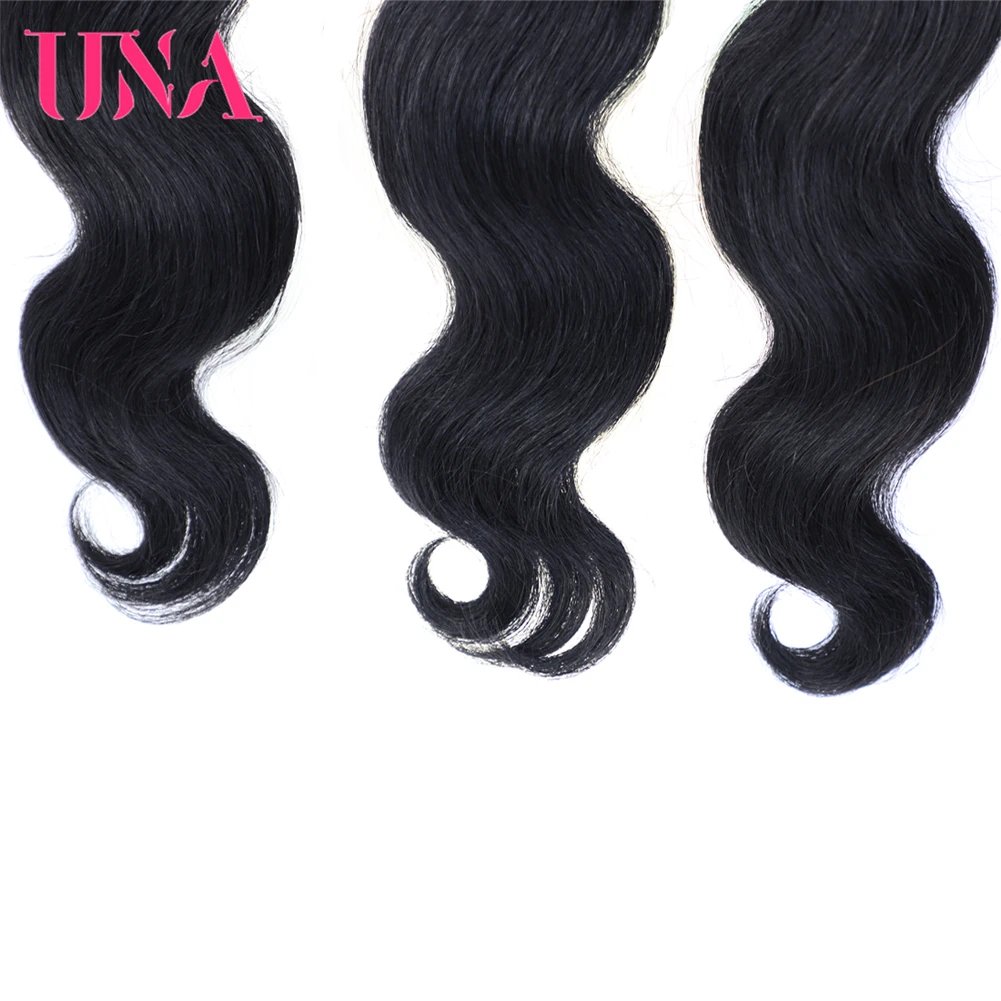 UNA Brazilian Human Hair Body Wave 3 Bundles Deal Remy Human Hair Sew-in Extensions 12\