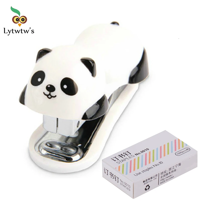 A set of fashionable stapler for panda stapler, with 10 mm steel clips, office supplies, school uniform supplies