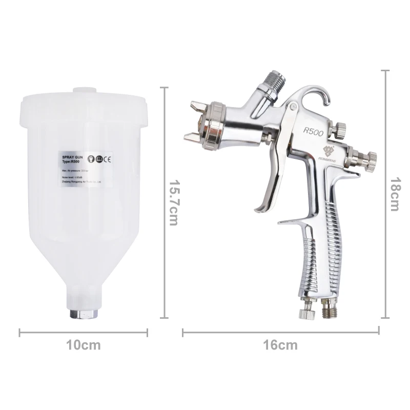 Rongpeng LVLP Industrial Spray Gun 1.3mm 1.5mm 1.7mm 2.0mm R500 + 1.0mm R100 Paint Spray Gun Airbrush