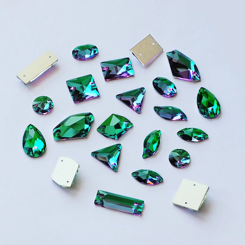 YANRUO 3230 Drop Emerald Sew on Strass Green Rhinestone Flat back Sewing Rhinestones Clothes Stones Crystals