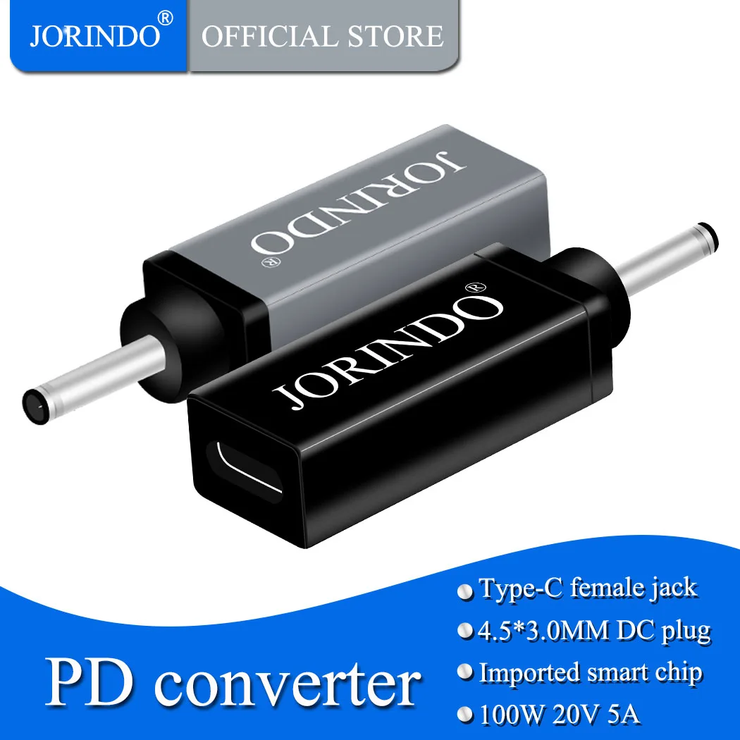 Carregador fêmea tipo c, conector macho para notebook ou pc, dc 3.0x100mm, compatível com computador dell