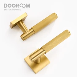 Dooroom Brass Door knurled handle Set Modern Interiror Bedroom Bathroom Door Lever Set Dummy Privacy Passage lock