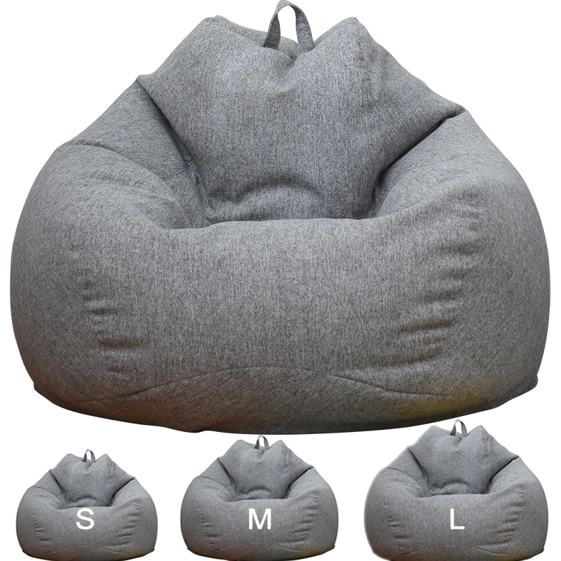 

oversize Lazy Sofas Cover Chairs without Filler Linen Cloth Lounger Seat Bean Bag Pouf Puff Couch Tatami Living Room Beanbags