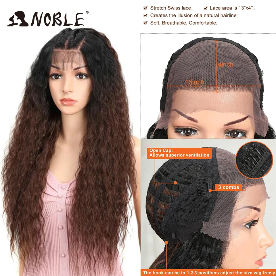 Noble cosplay 13x4 Lace Front Wig ombre blonde Wig 30 Long wavy Wig Lace Front Wigs For Black Women Synthetic Lace Front Wig