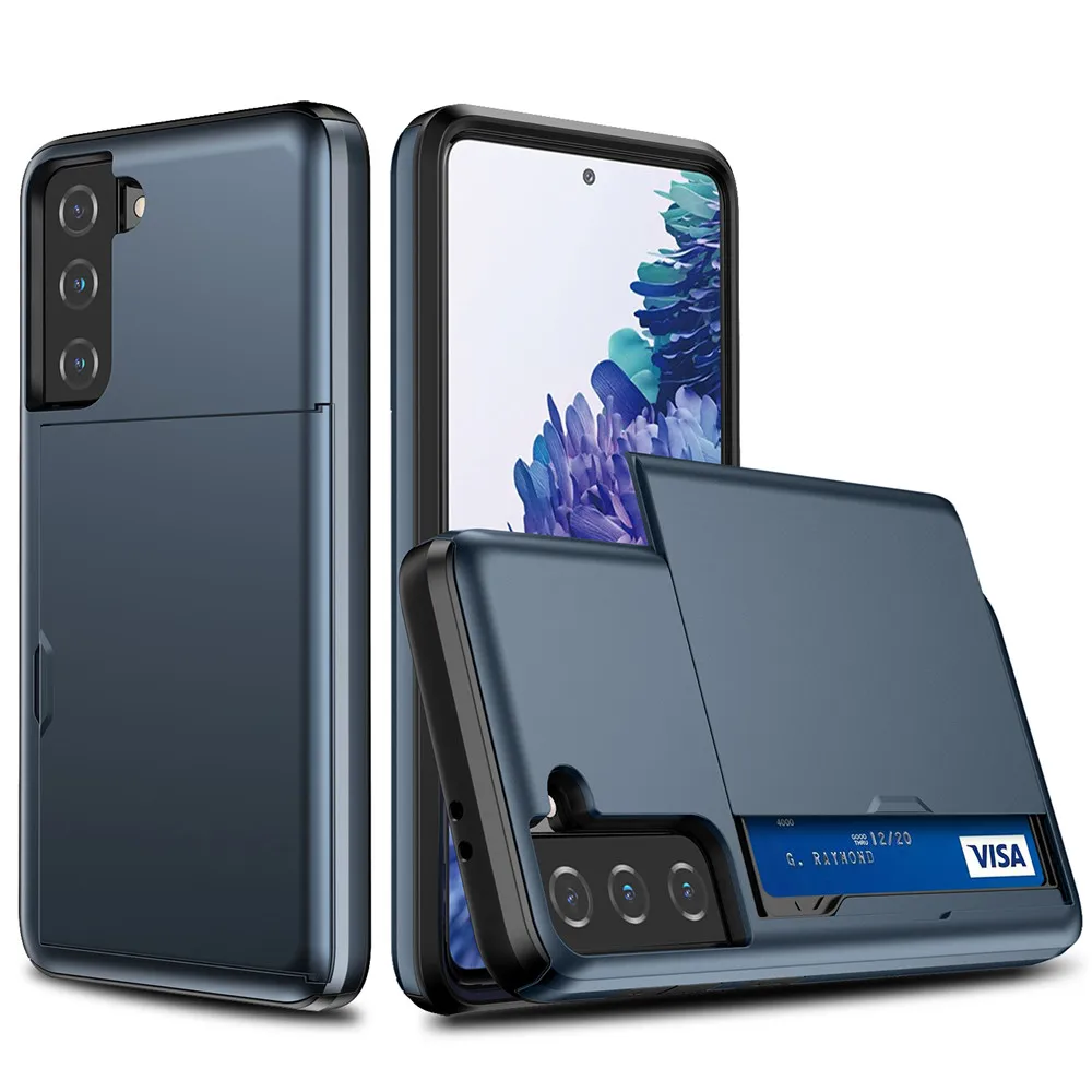 Case For Samsung Galaxy S21 S22 S20 FE S10 S9 Plus Case Armor Slide Card Slots Cover For Samsung Note 20 Ultra 10 9 8 S10E Funda