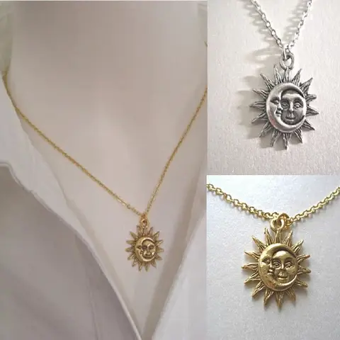 Yeni Retro güneş çiçek ay kolye kolye Lady kolye moda Metal aksesuarları parti takı kız hediye