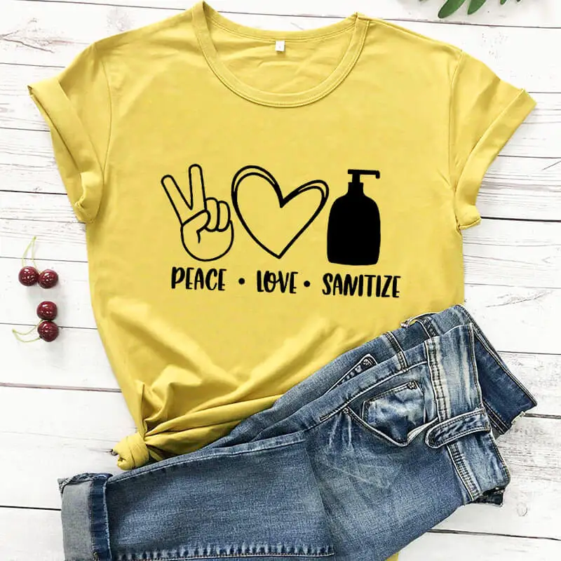 

Peace Love T shirt Social Distancing Shirts Quarantine T Shirt New Arrival 2020 100%cotton Funny T Shirt Stay Home Shirt