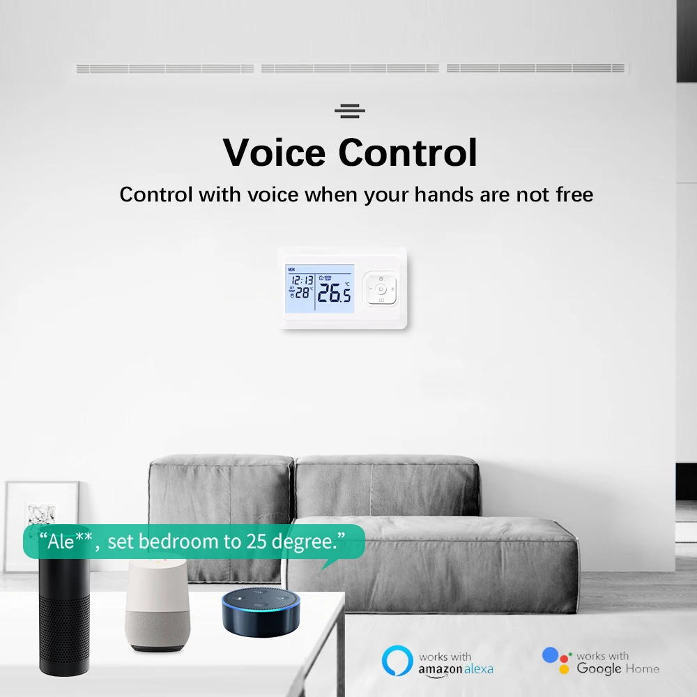 Termostato inteligente WiFi Tuya RF, controlador de temperatura inalámbrico para caldera de Gas, calefacción de agua, funciona con Alexa y Google Home