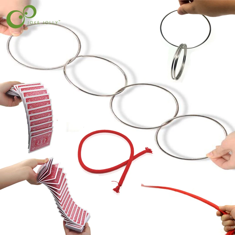 Fun Magic Trick Automatic Waterfall Poker Classic Linking Iron Hoops Street Party Stiff Rope Show Magical Products Toy Tools DDJ