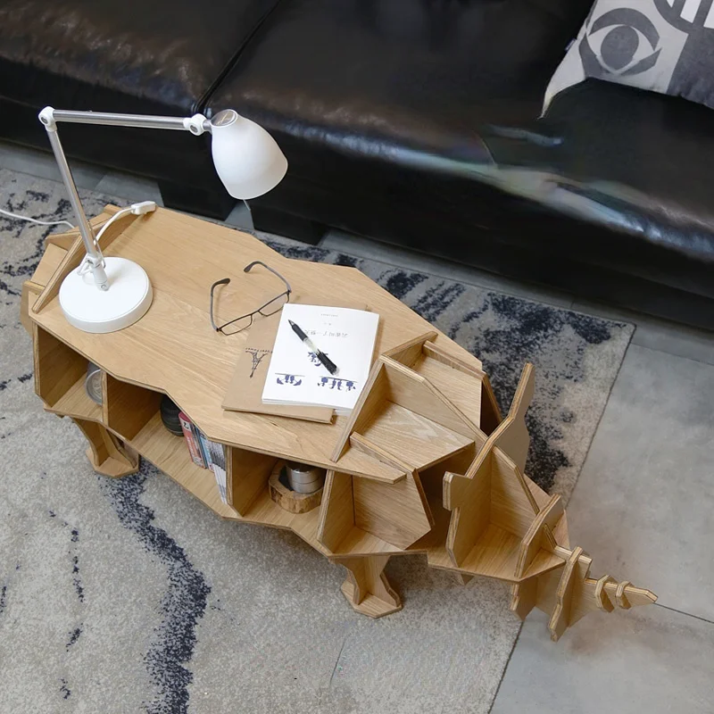 Rhinoceros Nordic Style Coffee Table Rhinoceros Assembly Tea Table Bay Window Creative Bookshelf Animal Home Decoration 1PC