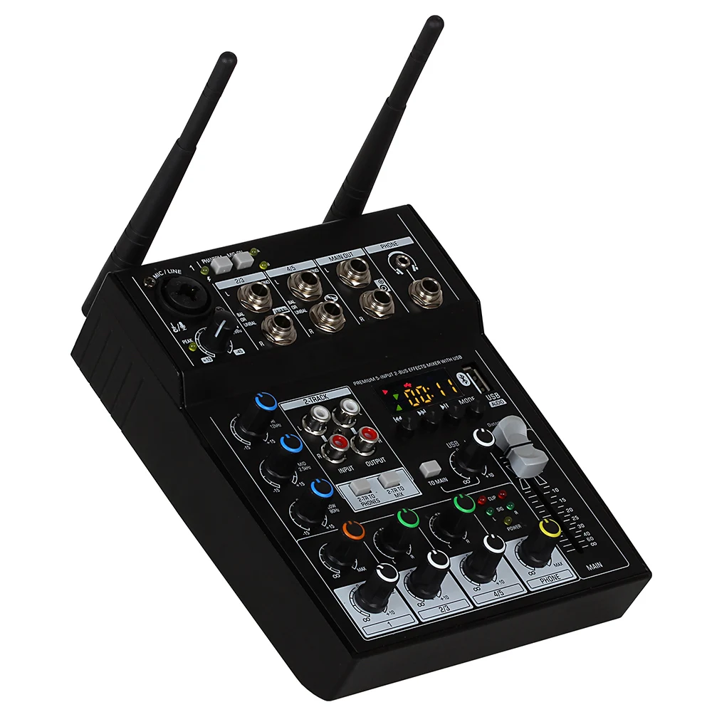 TG502 Audio Mixer 4 Channel Stereo Sound Board Console System 48V Phantom Power for Live Streaming Gaming