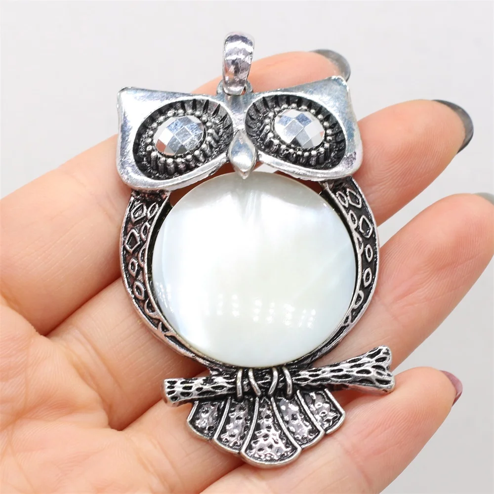 Natural Shell Owl Shape Mother of Pearl Shell Charm Pendant for Jewelry Making DIY Nacklace Earring For Women Gift Size 38x65mm