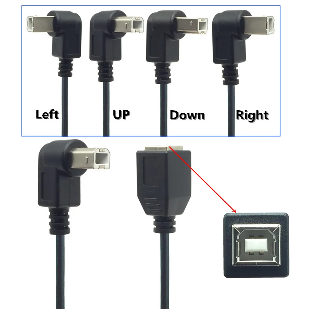 

1pc Right Angle USB Type B male to USB B female Printer new Extension Sync Cable Cord 0.25M UP&Down&Left&Right 90 Degree